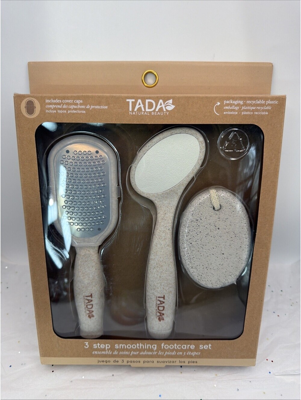 TADA Natural Beauty 3 Step Foot Care Set Callus Remover File Pumice Pedicure NEW